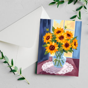 Tarjeta de pintura floral de acuarela con ramo de