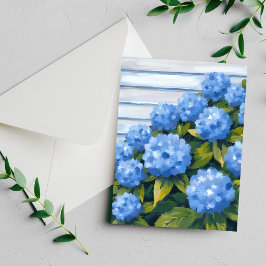 Tarjeta de pintura floral de hortensias azules