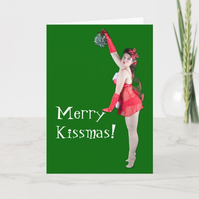 Tarjeta de Pinup de navidad de Feliz (Anverso)