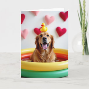 Tarjeta de Piscina de Golden Retriever Alegre
