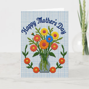 Tarjeta de píxeles del Día de las Madres Floral
