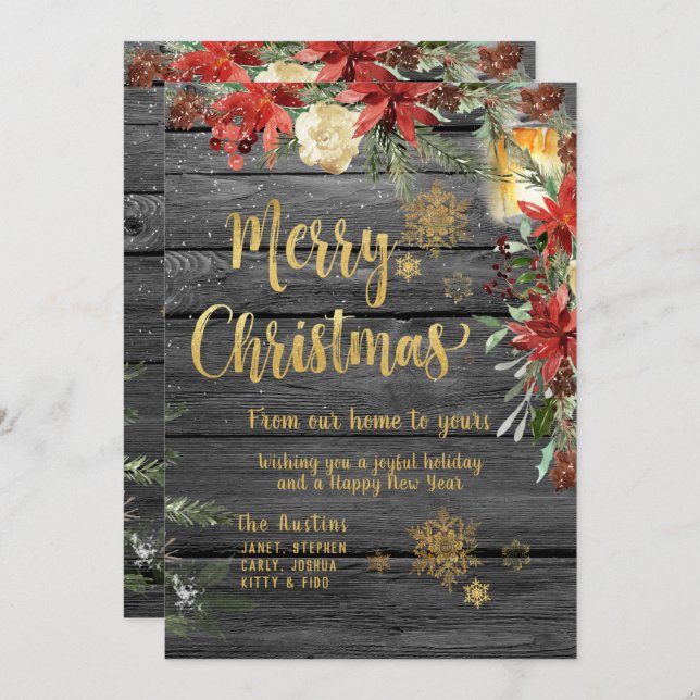 Tarjeta de pizarra Fancy Gold Rustic Barn (Anverso / Reverso)