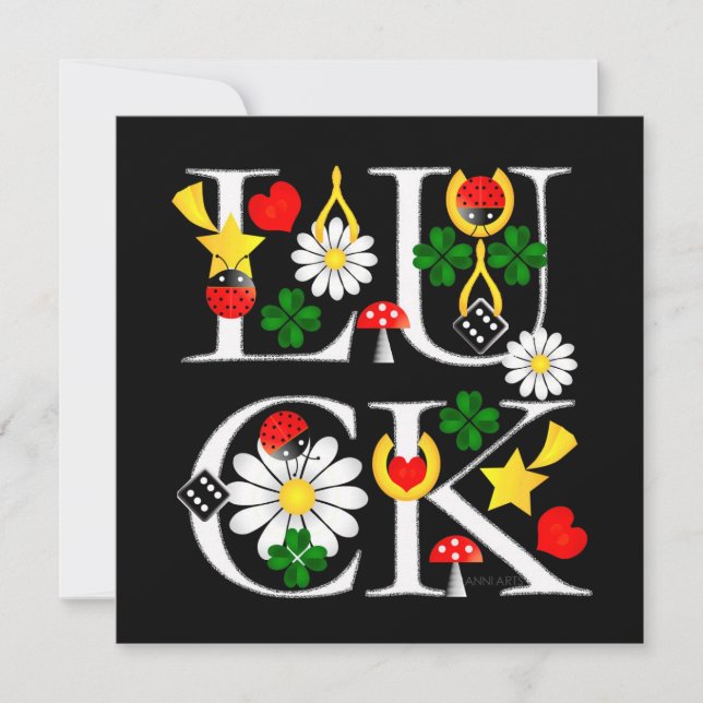 Tarjeta de pizarra para la buena suerte (Anverso)