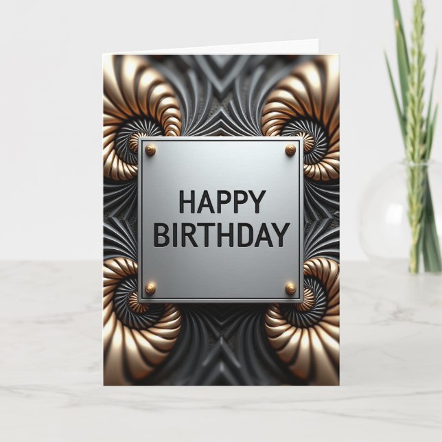 Tarjeta de placa de cumpleaños opulenta (Anverso)
