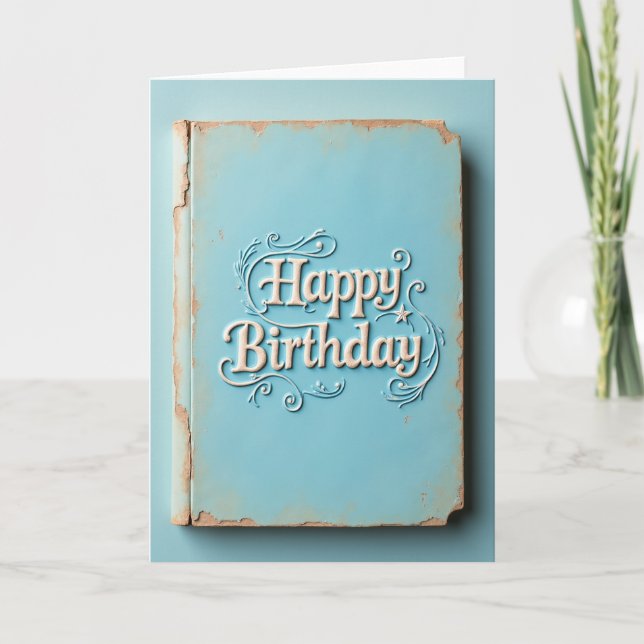 Tarjeta de placa de cumpleaños vintage (Anverso)