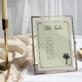 Tarjeta de plan de asiento de mesa de Boda de palm