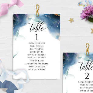 Tarjeta de plan de asiento para Bodas celestes con