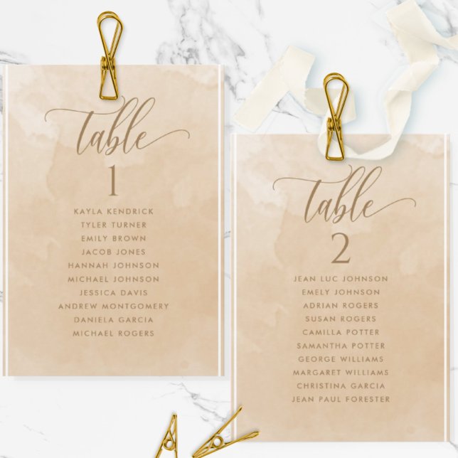 Tarjeta de Plan de Asientos de Acuarela Beige con  (Subido por el creador)
