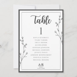 Tarjeta de Plan de Asientos de Boda Minimalista en