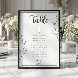 Tarjeta de Plan de Asientos de Boda Minimalista en