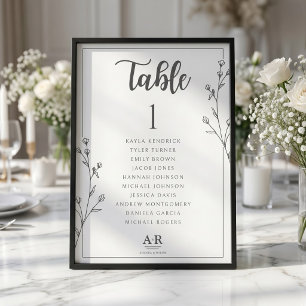 Tarjeta de Plan de Asientos de Boda Minimalista en