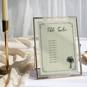 Tarjeta de plan de asientos de mesa de boda con pa