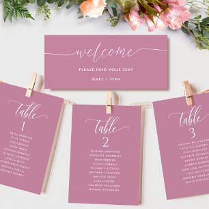 Tarjeta de Plan de Asientos Elegante Rosa con Nomb