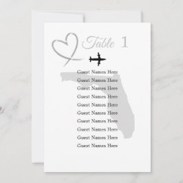 Tarjeta de plan de tabla de boda de destino de Flo