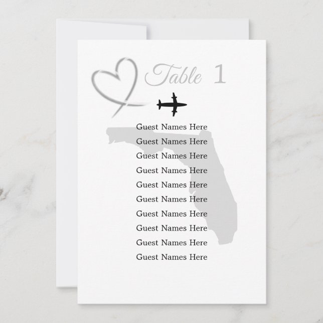 Tarjeta de plan de tabla de boda de destino de Flo (Anverso)