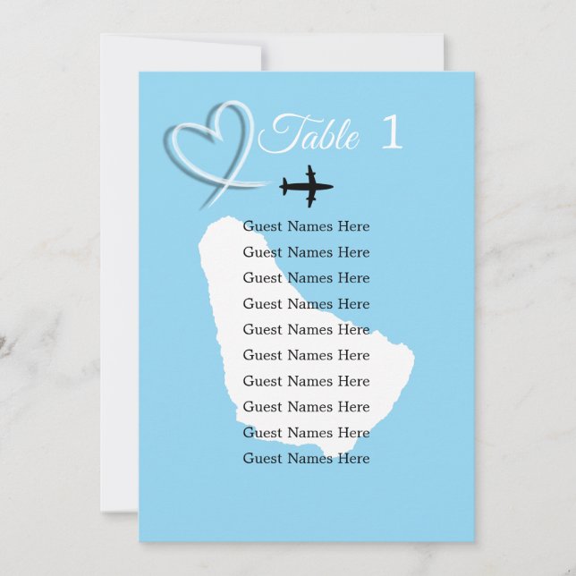 Tarjeta de plan de tabla de bodas de destino de Ba (Anverso)