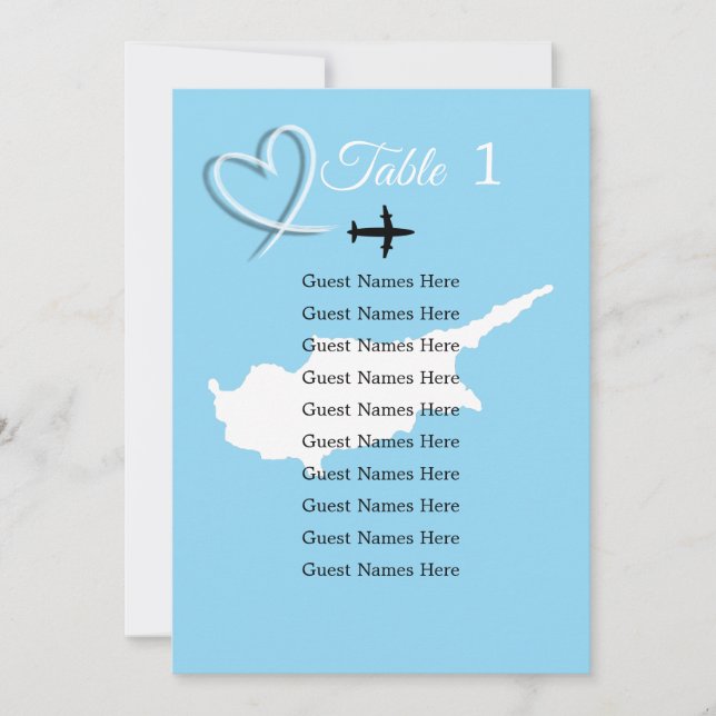 Tarjeta de plan de tabla de mapas de Chipre de bod (Anverso)