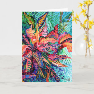Tarjeta de planta tropical hawaiana Croton