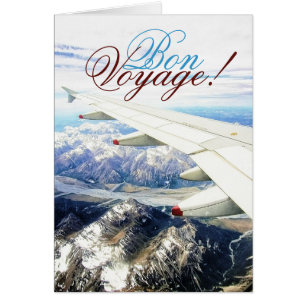 Tarjeta de plantilla Bon Voyage Travel Snow Plane