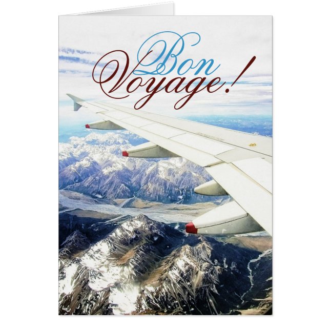 Tarjeta de plantilla Bon Voyage Travel Snow Plane (Frente)
