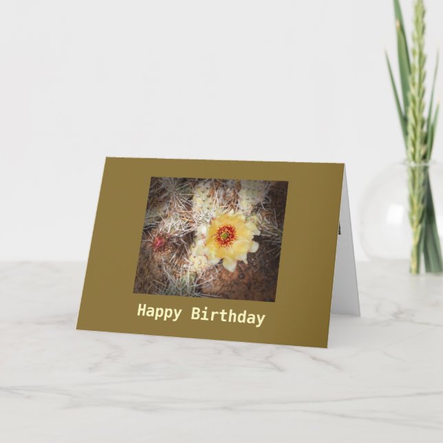 Tarjeta de plantilla de Cactus de Regalo de Cumple (Anverso)