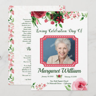 Tarjeta de plantilla de programa de funeral floral