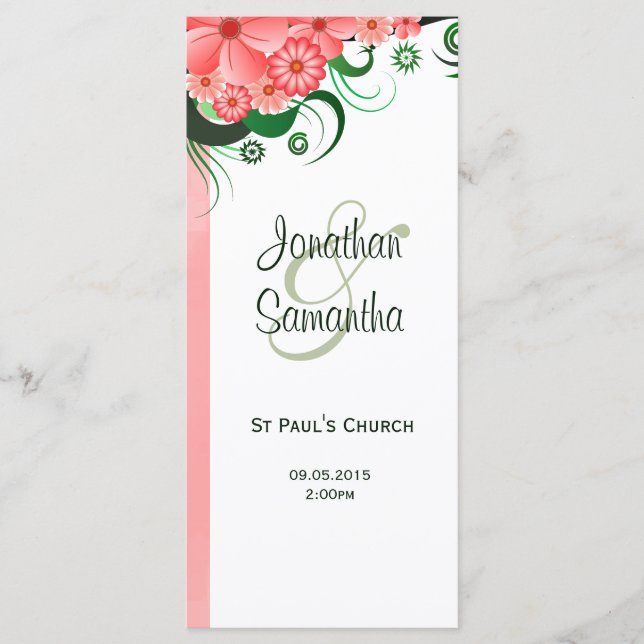 Tarjeta de plantilla del programa de bodas de hibi (Anverso)
