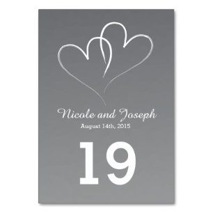 Tarjeta de plata de la tabla - dos corazones