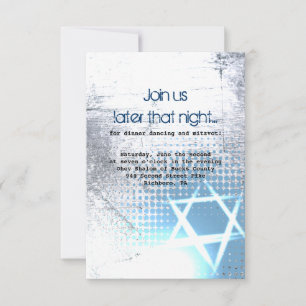 Tarjeta DE PLATA del fiesta de Mitzvah del palo de
