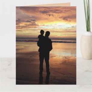 TARJETA DE PLAYA AL ATARDECER PARA EL DÍA DEL PADR