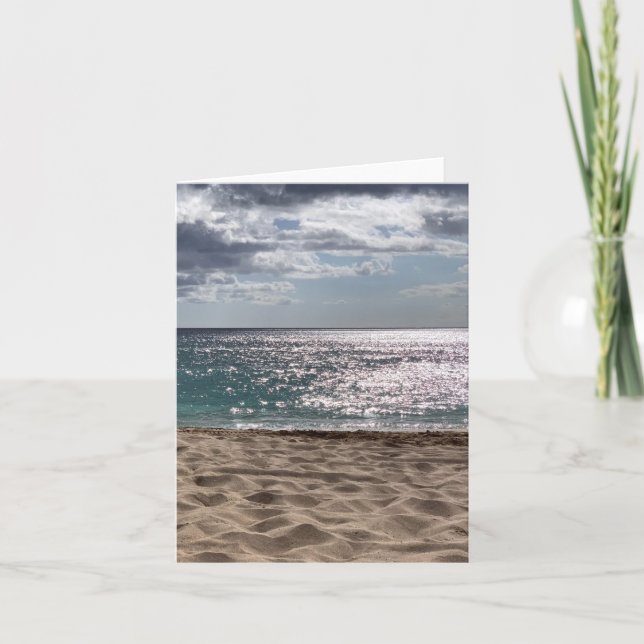 Tarjeta de Playa Costera en Blanco (Anverso)