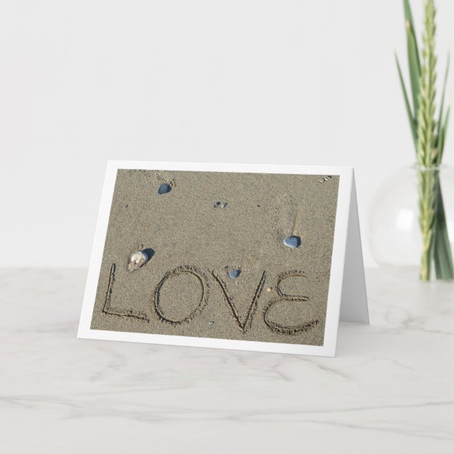 Tarjeta de playa de escritura de arena de amor (Anverso)