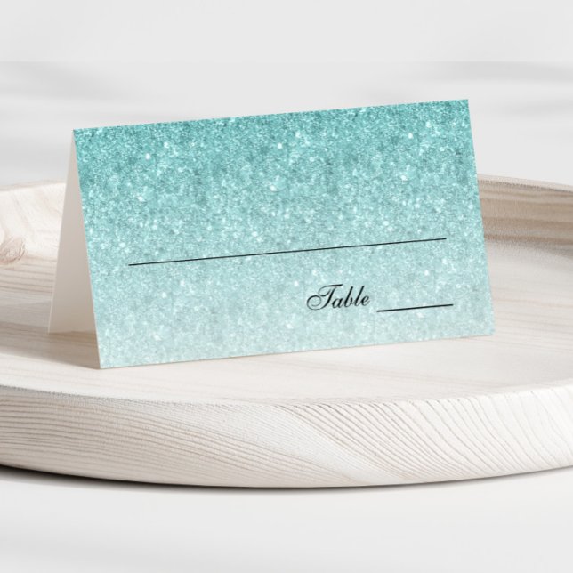 Tarjeta de plaza Aqua Blue Glam Purpurina (Subido por el creador)