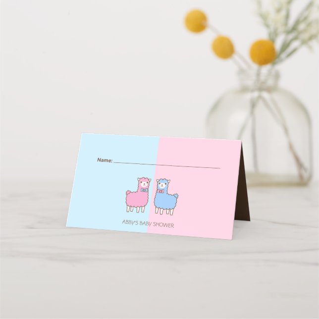 Tarjeta de plaza Baby Shower de Llama Gender Revel (Anverso)