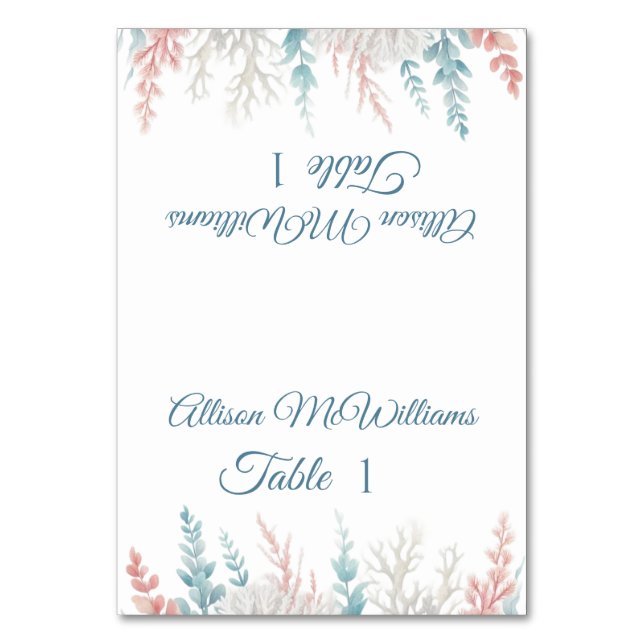 Tarjeta de plaza boda-Arrecife coral Pastel- (Anverso)
