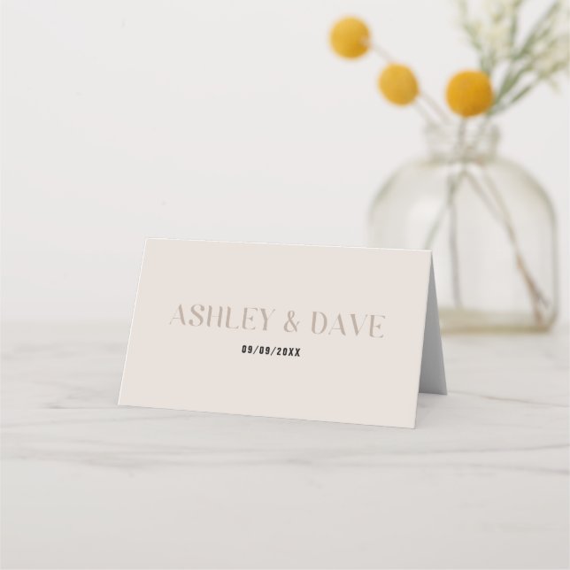 Tarjeta de plaza Boda beige negrita (Reverso)