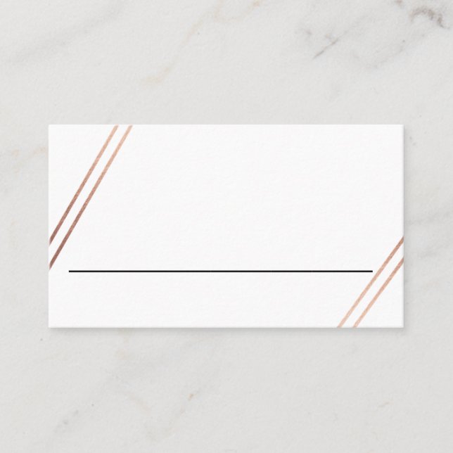 Tarjeta de plaza Boda Bilingüe Rosa Gold Stripes (Anverso)