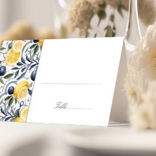 Tarjeta de plaza Boda Coastal Citrus Elegance