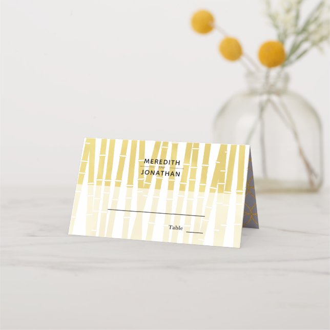 Tarjeta de plaza Boda de Bamboo Grove Gold Lilac (Anverso)