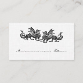 Tarjeta de plaza Boda de Dragones Elegantes Plata