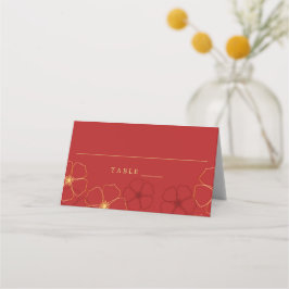 Tarjeta de plaza Boda de flores de cerezo rojas y 