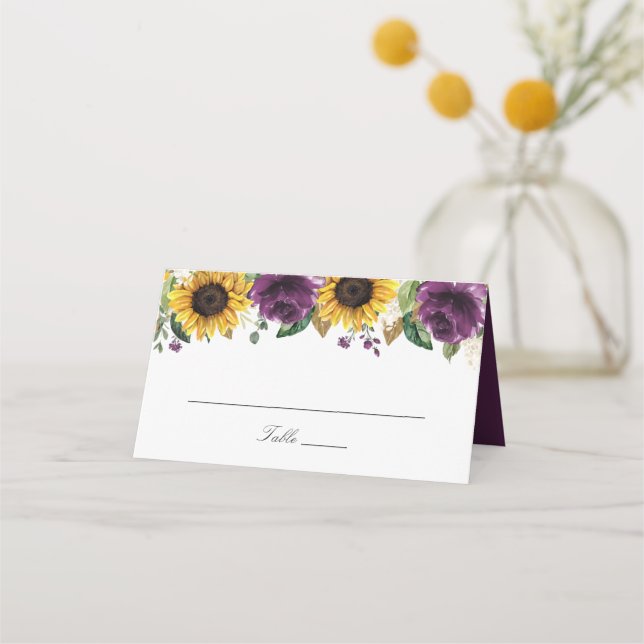 Tarjeta de plaza Boda de flores violetas moradas g (Anverso)
