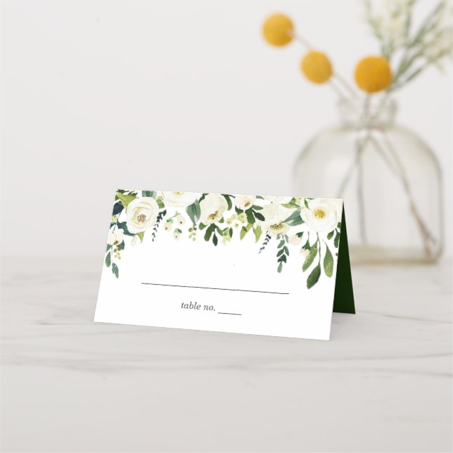 Tarjeta de plaza Boda de vegetación floral de rosa (Anverso)