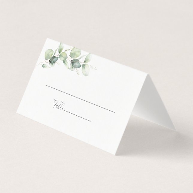 Tarjeta de plaza Boda Eucalyptus Greenery Foliage (Anverso)