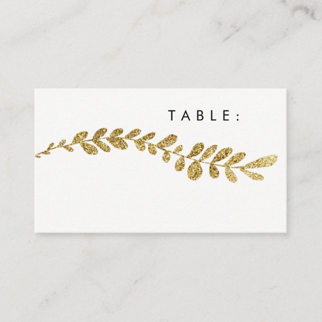 Tarjeta de plaza Boda Faux Gold Leaf editable en c (Anverso)