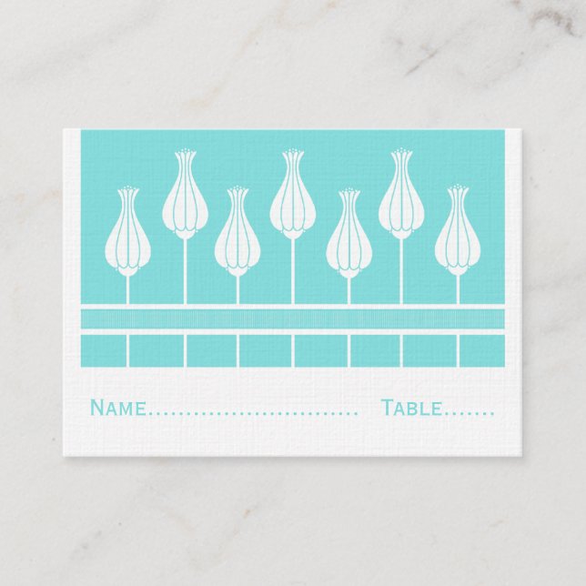 Tarjeta de plaza Boda floral Art Deco (Anverso)