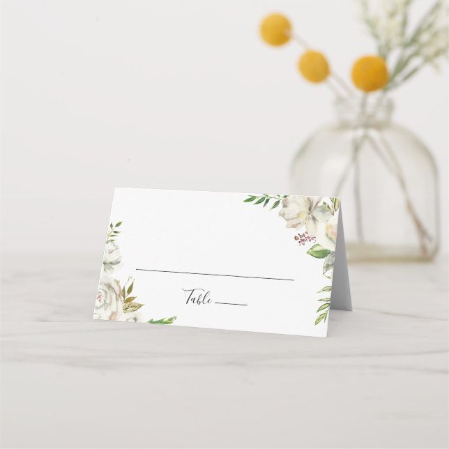 Tarjeta de plaza Boda floral Peony en invierno bla (Anverso)