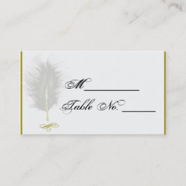 Tarjeta de plaza Boda Gold and White Marabou Feath