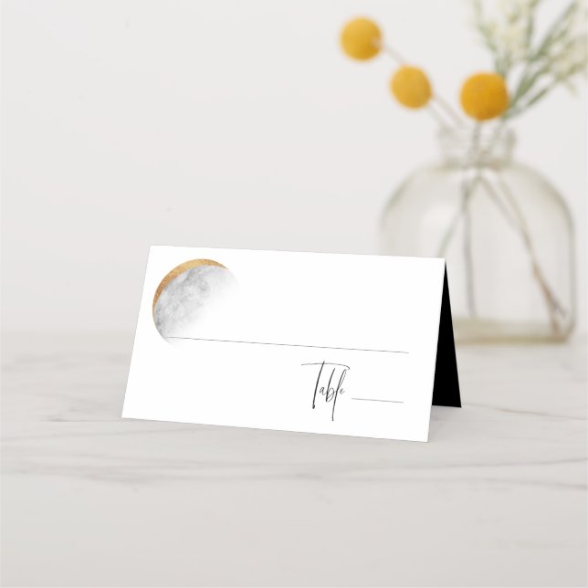 Tarjeta de plaza Boda Moon dorada (Anverso)