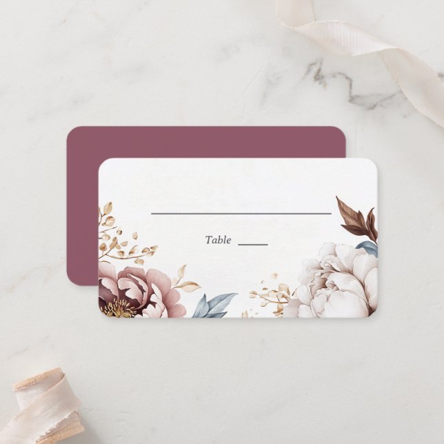 Tarjeta de plaza Boda plana Peony Luxe Flat para v (Anverso/Reverso In Situ)